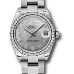 Rolex Steel and White Gold Datejust 31 Watch – 46 Diamond Bezel – White Goldust Mother-Of-Pearl Arabic Dial – Oyster Bracelet – 178384 wgdmdao