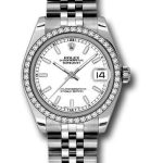 Rolex Steel and White Gold Datejust 31 Watch – 46 Diamond Bezel – White Index Dial – Jubilee Bracelet – 178384