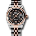 Rolex Steel and Everose Gold Rolesor Lady Datejust 26 Watch – Domed Bezel – Black Concentric Circle Arabic Dial – Jubilee Bracelet – 179161 bkcaj