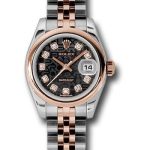 Rolex Steel and Everose Gold Rolesor Lady Datejust 26 Watch – Domed Bezel – Black Jubilee Diamond Dial – Jubilee Bracelet – 179161 bkjdj