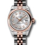 Rolex Steel and Everose Gold Rolesor Lady Datejust 26 Watch – Domed Bezel – Silver Diamond Dial – Jubilee Bracelet – 179161