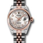 Rolex Steel and Everose Gold Rolesor Lady Datejust 26 Watch – Domed Bezel – Silver Jubilee Diamond Dial – Jubilee Bracelet – 179161