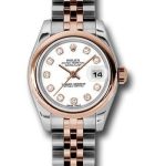 Rolex Steel and Everose Gold Rolesor Lady Datejust 26 Watch – Domed Bezel – White Diamond Dial – Jubilee Bracelet – 179161