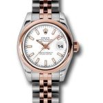 Rolex Steel and Everose Gold Rolesor Lady Datejust 26 Watch – Domed Bezel – White Index Dial – Jubilee Bracelet – 179161