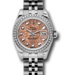 Rolex Steel and White Gold Lady-Datejust 26 Watch – 46 Diamond Bezel – Pink Gold Crystal Diamond Dial – Jubilee Bracelet – 179384 pgcdj