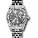 Rolex Steel and White Gold Lady Datejust 26 Watch – 46 Diamond Bezel – Rhodium Roman Dial – Jubilee Bracelet – 179384