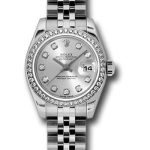 Rolex Steel and White Gold Lady Datejust 26 Watch – 46 Diamond Bezel – Silver Diamond Dial – Jubilee Bracelet – 179384