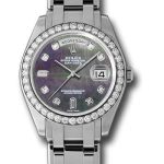 Rolex Platinum Day-Date Special Edition 39 Watch – 40 Diamond Bezel – Dark Mother-Of-Pearl Diamond Dial – 18946