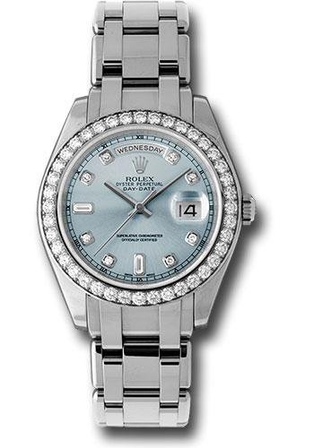 Rolex Platinum Day-Date Special Edition 39 Watch – 40 Diamond Bezel – Glacier Blue Diamond Dial – 18946