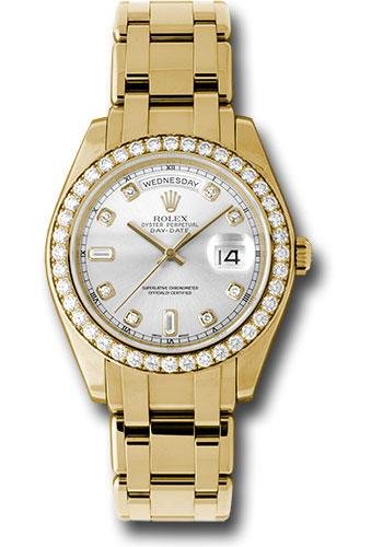 Rolex Yellow Gold Day-Date Special Edition 39 Watch – 40 Diamond Bezel – Silver Diamond Dial – 18948