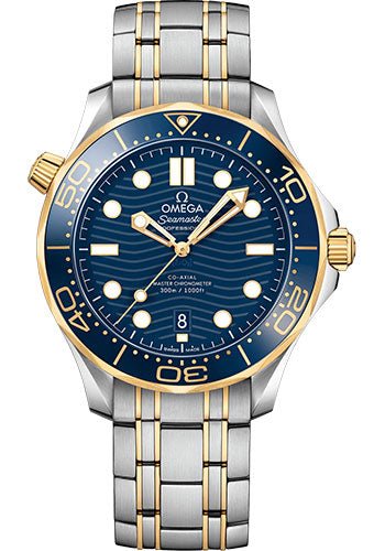Omega Seamaster Diver 300M Co-Axial Master Chronometer Watch – 42 mm Steel And Yellow Gold Case – Unidirectional Bezel – Blue Ceramic Dial – 210.20.42.20.03.001