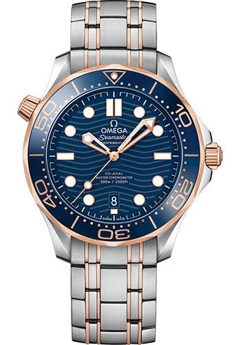 Omega Seamaster Diver 300M Co-Axial Master Chronometer Watch – 42 mm Steel And Sedna Gold Case – Unidirectional Bezel – Blue Ceramic Dial – 210.20.42.20.03.002