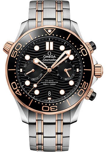Omega Seamaster Diver 300M Omega Co-Axial Master Chronometer Chronograph – 44 mm Sedna Gold Case – Black Dial – Steel And Sedna Gold Bracelet – 210.20.44.51.01.001
