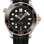 Omega Seamaster Diver 300M Co-Axial Master Chronometer Watch – 42 mm Steel And Sedna Gold Case – Unidirectional Bezel – Black Ceramic Dial – Black Rubber Strap – 210.22.42.20.01.002