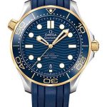 Omega Seamaster Diver 300M Co-Axial Master Chronometer Watch – 42 mm Steel And Yellow Gold Case – Unidirectional Bezel – Blue Ceramic Dial – Blue Rubber Strap – 210.22.42.20.03.001