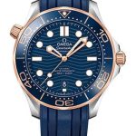 Omega Seamaster Diver 300M Co-Axial Master Chronometer Watch – 42 mm Steel And Sedna Gold Case – Unidirectional Bezel – Blue Ceramic Dial – Blue Rubber Strap – 210.22.42.20.03.002