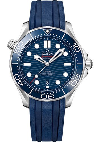 Omega Seamaster Diver 300M Co-Axial Master Chronometer Watch – 42 mm Steel Case – Unidirectional Bezel – Blue Ceramic Dial – Blue Rubber Strap – 210.32.42.20.03.001