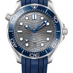 Omega Seamaster Diver 300M Co-Axial Master Chronometer Watch – 42 mm Steel Case – Unidirectional Bezel – Pvd Chrome Colour Ceramic Dial – Blue Rubber Strap – 210.32.42.20.06.001