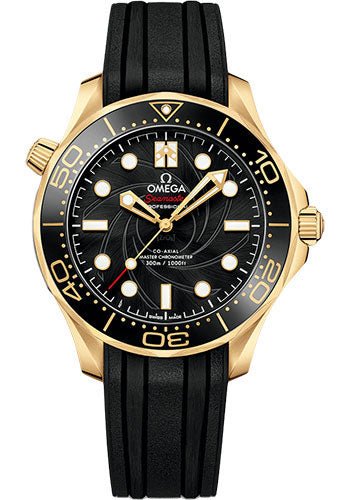 Omega Seamaster Diver 300M Omega Co-Axial Master Chronometer “James Bond” Limited Edition Set – 42 mm Yellow Gold Case – Black Dial – Black Rubber Strap Limited Edition of 257 – 210.62.42.20.01.001