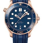 Omega Seamaster Diver 300M Omega Co-Axial Master Chronometer – 42 mm Sedna Gold Case – Blue Dial – Blue Rubber Strap – 210.62.42.20.03.001