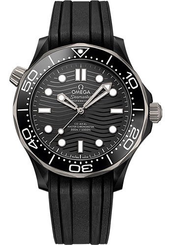 Omega Seamaster Diver 300M Co-Axial Master Chronometer Watch – 43.5 mm Black Ceramic Case – Unidirectional Bezel – Black Ceramic Dial – Black Rubber Strap – 210.92.44.20.01.001