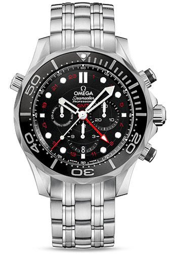 Omega Seamaster Diver 300 M Co-Axial GMT Chronograph Watch – 44 mm Steel Case – Matt Black Ceramic Bezel – Matt Black Dial – 212.30.44.52.01.001