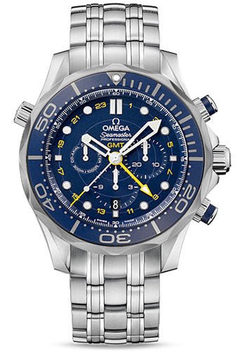 Omega Seamaster Diver 300 M Co-Axial GMT Chronograph Watch – 44 mm Steel Case – Matt Blue Ceramic Bezel – Matt Blue Dial – 212.30.44.52.03.001