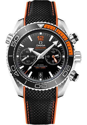 Omega Planet Ocean 600 M Omega Co-axial Master Chronometer Chronograph Watch – 45.5 mm Steel Case – Unidirectional Black Ceramic Bezel – Black Ceramic Dial – Black Structured Rubber Strap – 215.32.46.51.01.001