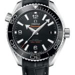 Omega Planet Ocean 600M Co-Axial Master Chronometer Watch – 39.5 mm Steel Case – Unidirectional Black Cermaic Bezel – Black Dial – Black Leather Strap – 215.33.40.20.01.001
