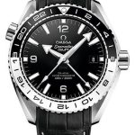 Omega Seamaster Planet Ocean 600 M Co-Axial Master Chronometer GMT Watch – 43.5 mm Steel Case – Bi-Directional Bezel – Black Ceramic Dial – Black Leather Strap – 215.33.44.22.01.001