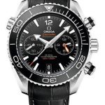 Omega Planet Ocean 600 M Omega Co-axial Master Chronometer Chronograph Watch – 45.5 mm Steel Case – Unidirectional Black Ceramic Bezel – Black Ceramic Dial – Black Leather Strap – 215.33.46.51.01.001