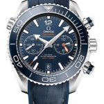 Omega Planet Ocean 600 M Omega Co-axial Master Chronometer Chronograph Watch – 45.5 mm Steel Case – Unidirectional Blue Ceramic Bezel – Blue Ceramic Dial – Blue Leather Strap – 215.33.46.51.03.001
