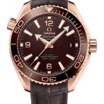 Omega Planet Ocean 600M Co-Axial Master Chronometer Watch – 39.5 mm Sedna Gold Case – Unidirectional Brown Cermaic Bezel – Chocolate Brown Dial – Brown Leather Strap – 215.63.40.20.13.001
