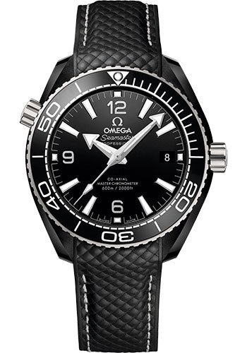 Omega Seamaster Planet Ocean 600M Co-Axial Master Chronometer Watch – 39.5 mm Black Ceramic Case – Unidirectional Bezel – Black Ceramic Dial – Quilted Black Rubber Strap – 215.92.40.20.01.001