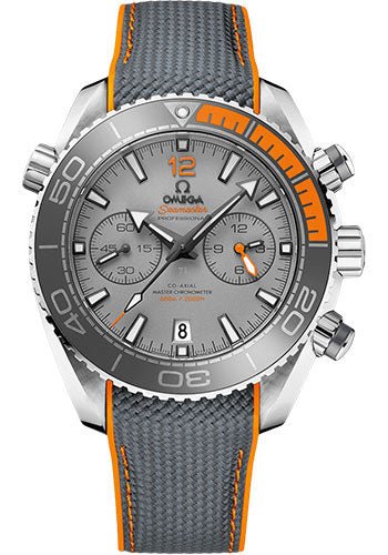 Omega Planet Ocean 600 M Omega Co-axial Master Chronometer Chronograph Watch – 45.5 mm Titanium Case – Unidirectional Grey Silicon Nitride Ceramic Bezel – Grade 5 Titanium Dial – Grey Structured Rubber Strap – 215.92.46.51.99.001