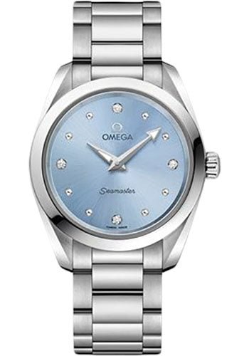 Omega Seamaster Aqua Terra 150M Quartz Watch – 28 mm Steel Case – Glossy Ice Blue Diamond Dial – 220.10.28.60.53.001