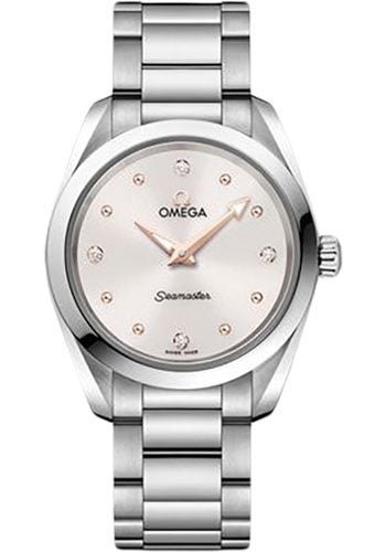 Omega Seamaster Aqua Terra 150M Quartz Watch – 28 mm Steel Case – Shimmer White Diamond Dial – 220.10.28.60.54.001