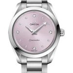 Omega Seamaster Aqua Terra 150M Quartz Watch – 28 mm Steel Case – Glossy Lilac Diamond Dial – 220.10.28.60.60.001
