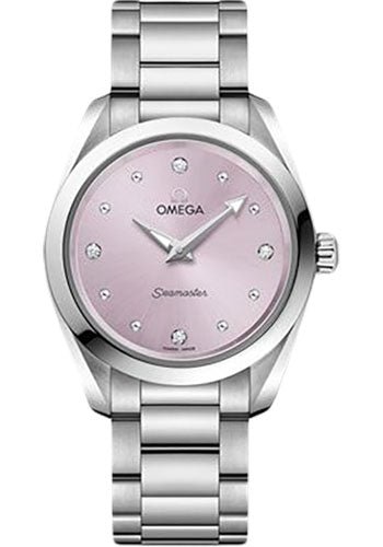 Omega Seamaster Aqua Terra 150M Quartz Watch – 28 mm Steel Case – Glossy Lilac Diamond Dial – 220.10.28.60.60.001