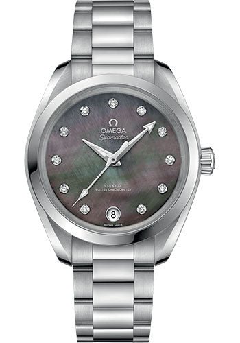 Omega Seamaster Aqua Terra 150M Co-Axial Master Chronometer Watch – 34 mm Steel Case – Tahiti Mother-Of-Pearl Diamond Dial – 220.10.34.20.57.001