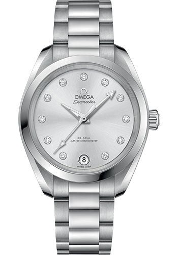 Omega Seamaster Aqua Terra 150M Co-Axial Master Chronometer Watch – 34 mm Steel Case – Glossy Skin-Tone Diamond Dial – 220.10.34.20.60.001