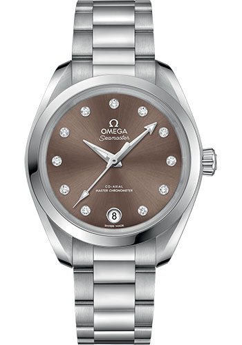 Omega Seamaster Aqua Terra 150M Co-Axial Master Chronometer Watch – 34 mm Steel Case – Shimmer Chestnut Diamond Dial – 220.10.34.20.63.001