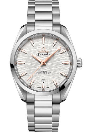 Omega Seamaster Aqua Terra 150M Co-Axial Master Chronometer Ladies Watch – 38 mm Steel Case – Waved Silvery Dial – 220.10.38.20.02.002