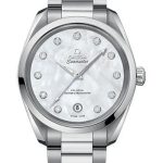 Omega Seamaster Aqua Terra 150M Co-Axial Master Chronometer Ladies Watch – 38 mm Steel Case – White Mother-Of-Pearl Diamond Dial – 220.10.38.20.55.001