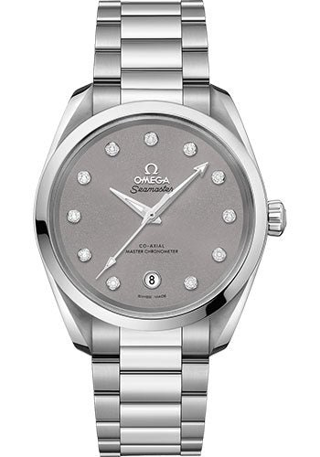 Omega Seamaster Aqua Terra 150M Co-Axial Master Chronometer Ladies Watch – 38 mm Steel Case – Shimmer Velvet-Grey Diamond Dial – 220.10.38.20.56.001