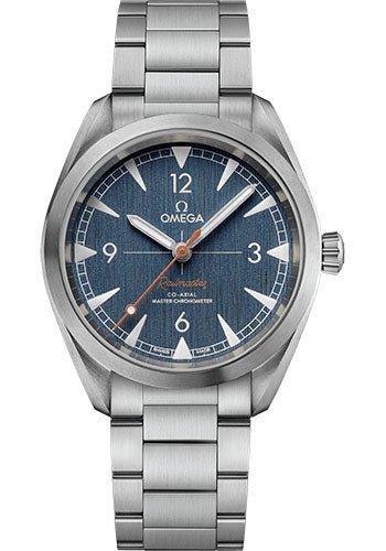 Omega Seamaster Railmaster Omega Co-Axial Master Chronometer Watch – 40 mm Steel Case – Vertically Brushed Blue Jeans Dial – 220.10.40.20.03.001