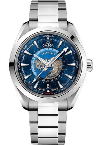 Omega Seamaster Aqua Terra 150M Omega Co-Axial Master Chronometer GMT Worldtimer – 43 mm Steel Case – Blue Dial – 220.10.43.22.03.001