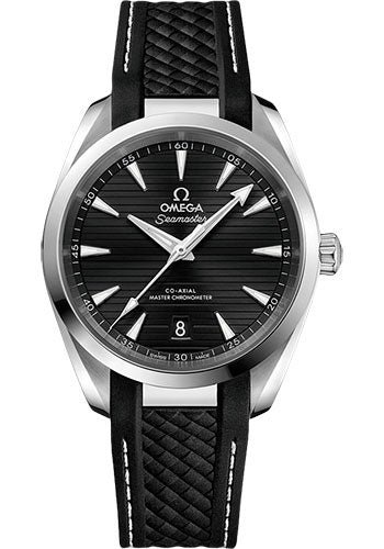 Omega Aqua Terra 150M Co-Axial Master Chronometer Watch – 38 mm Steel Case – Black Dial – Black Structured Rubber Strap – 220.12.38.20.01.001