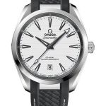 Omega Aqua Terra 150M Co-Axial Master Chronometer Watch – 38 mm Steel Case – Silvery Dial – Grey Structured Rubber Strap – 220.12.38.20.02.001
