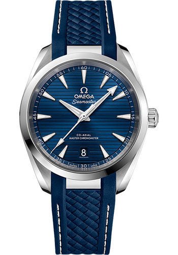 Omega Aqua Terra 150M Co-Axial Master Chronometer Watch – 38 mm Steel Case – Blue Dial – Blue Structured Rubber Strap – 220.12.38.20.03.001